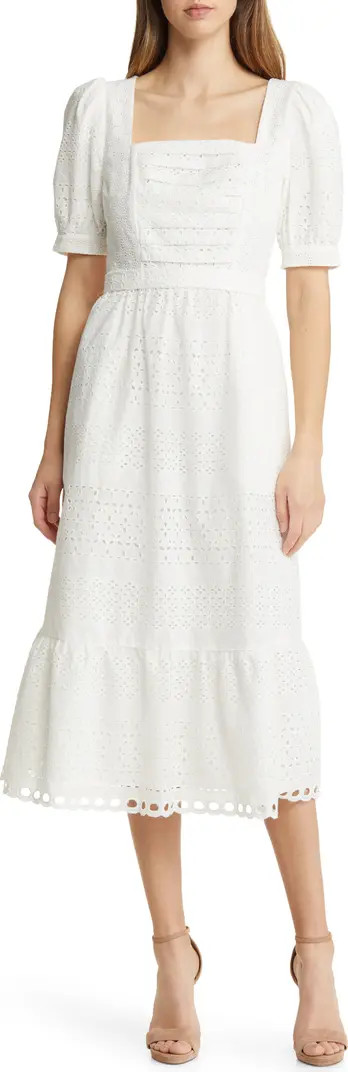Lace Overlay Cotton Midi Dress | Nordstrom