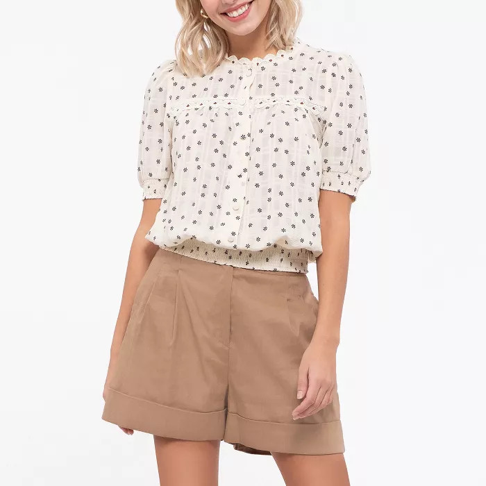 E&M Couture Women's Floral Print Woven Top | Target