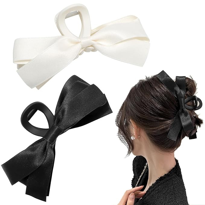 Chanaco HAIR CLIP Bow Claw Clips for Women, Modern Style, Black and White, Big Bow Hair Clips for... | Amazon (US)
