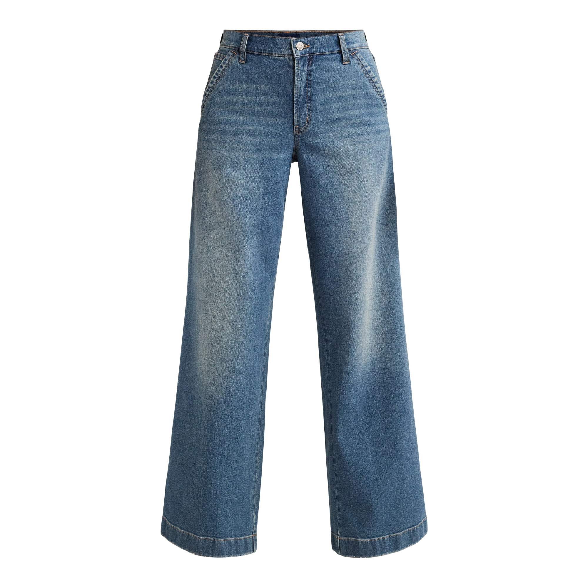 Scoop Women's Mid Rise Wide Leg Jeans, Sizes 0-20 | Walmart (US)