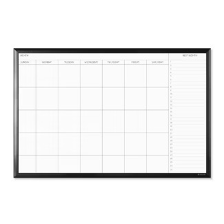 U Brands 36"x24" Magnetic Dry Erase Calendar Board Black Aluminum Frame | Target