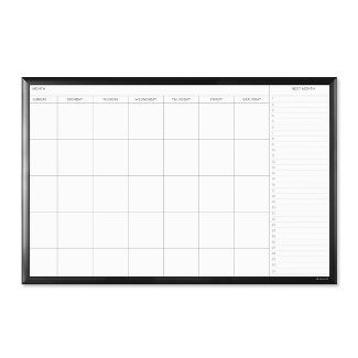 U Brands 36"x24" Magnetic Dry Erase Calendar Board Black Aluminum Frame | Target