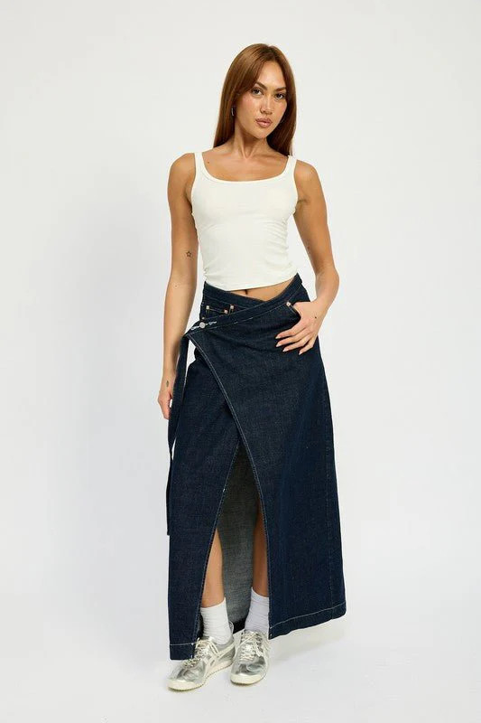 Wrapped Maxi Denim Skirt | Fashion And Icon