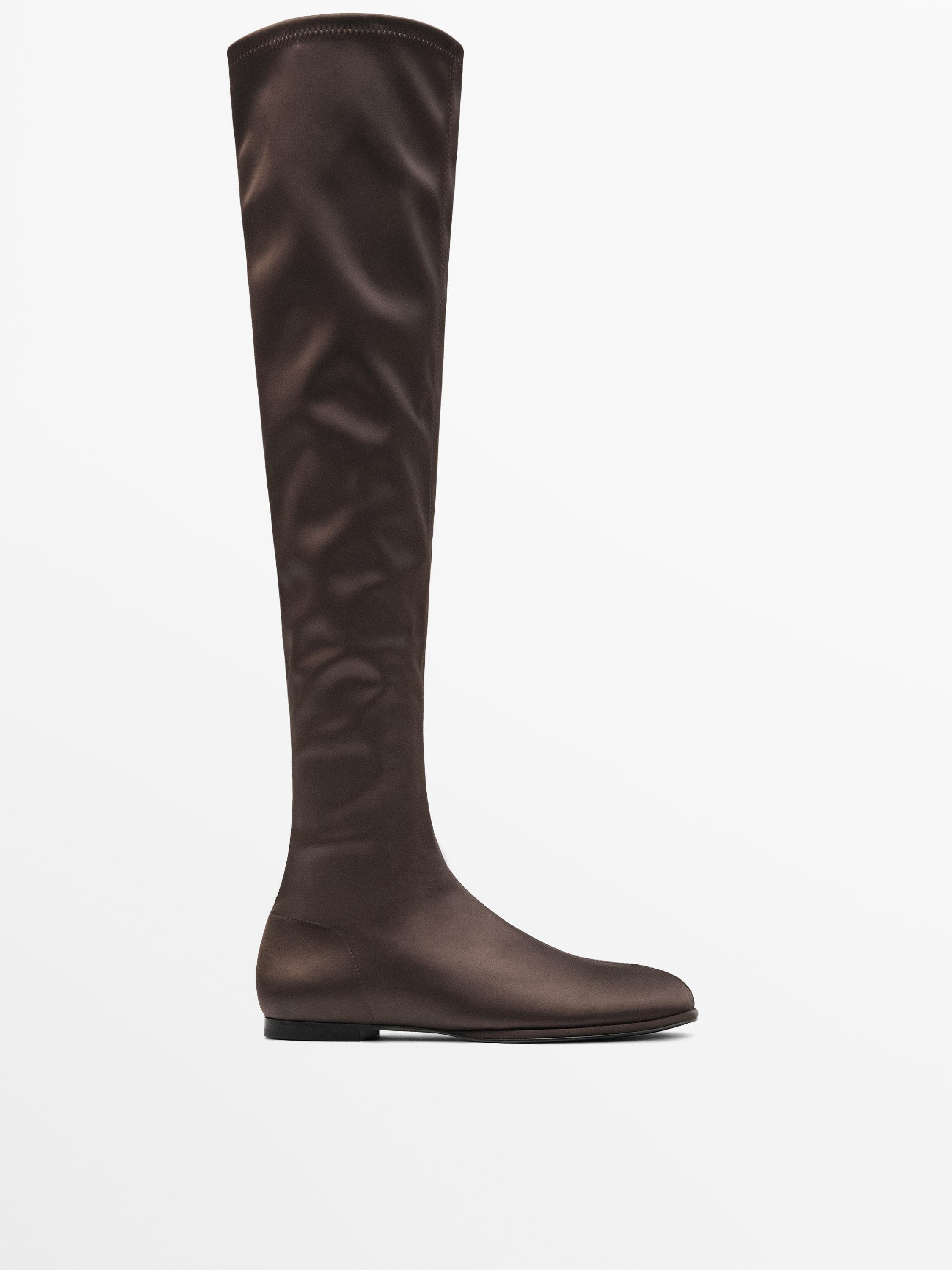 Satin stretch boots | Massimo Dutti US