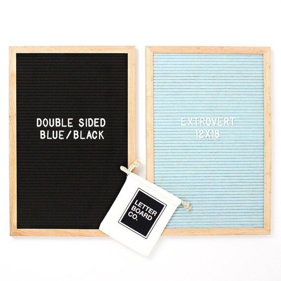 Double-Sided 12 x 18" Antique Blue/Black Extrovert Letter Board - Antique Blue/Black Felt and 300+ L | Etsy (US)