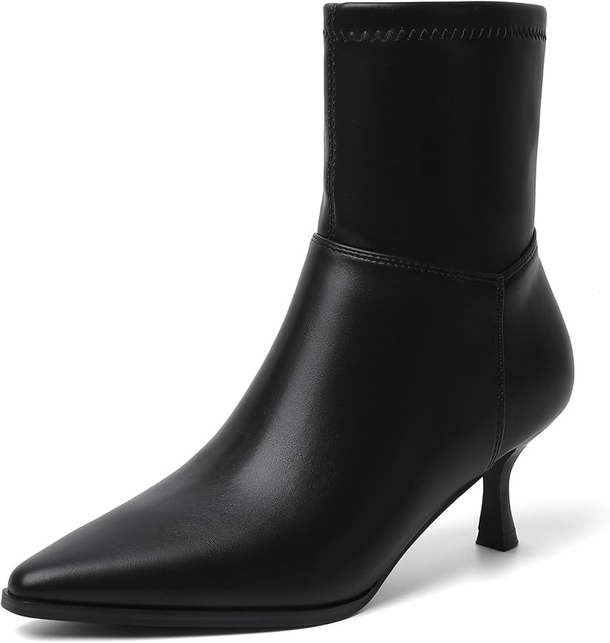 RIBONGZ Ankl Boots for Women Stiletto Kitten Heel Sexy Cowgirl Booties Side Zipper Pointed Toe Lo... | Amazon (US)