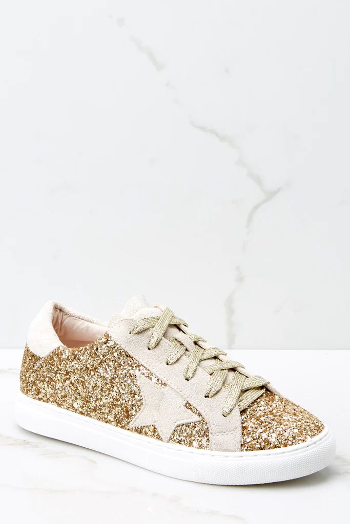 Getting Better Gold Glitter Sneakers | Red Dress 
