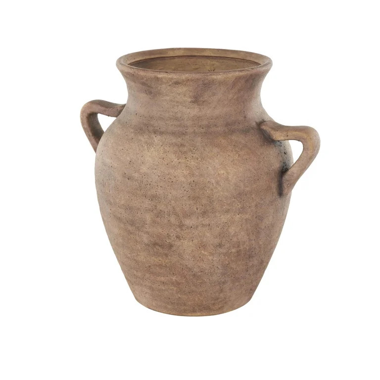 DecMode 12" Antique Style Textured Copper Ceramic Vase with Handles | Walmart (US)