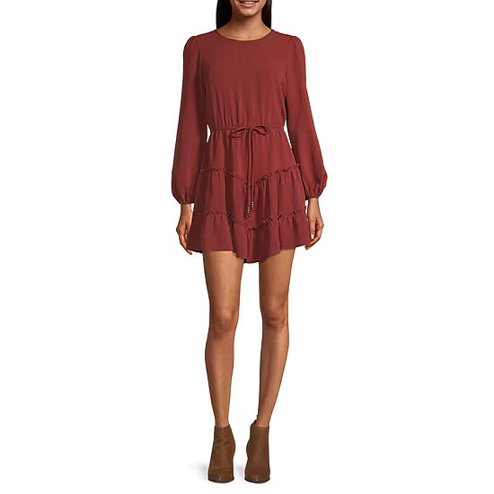 City Triangle Juniors Long Sleeve Fit + Flare Dress | JCPenney