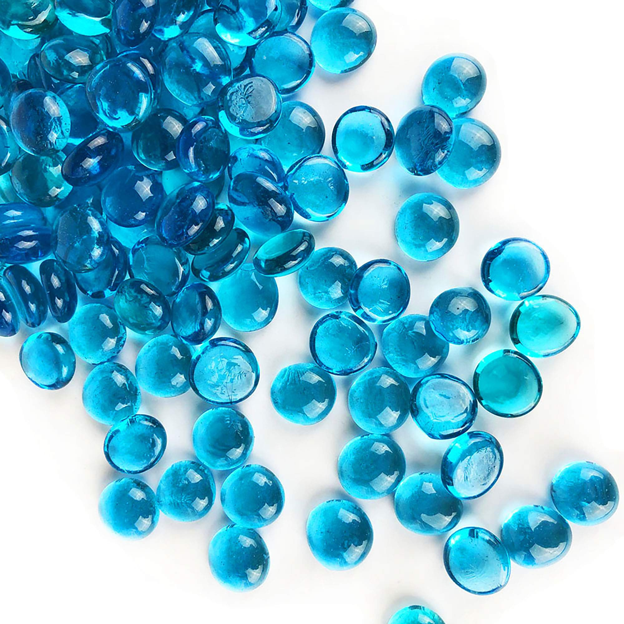 CYS EXCEL Light Blue Glass Gemstone Beads Vase Fillers (1 LB) Flat Marble Beads Multiple Color Ch... | Amazon (US)