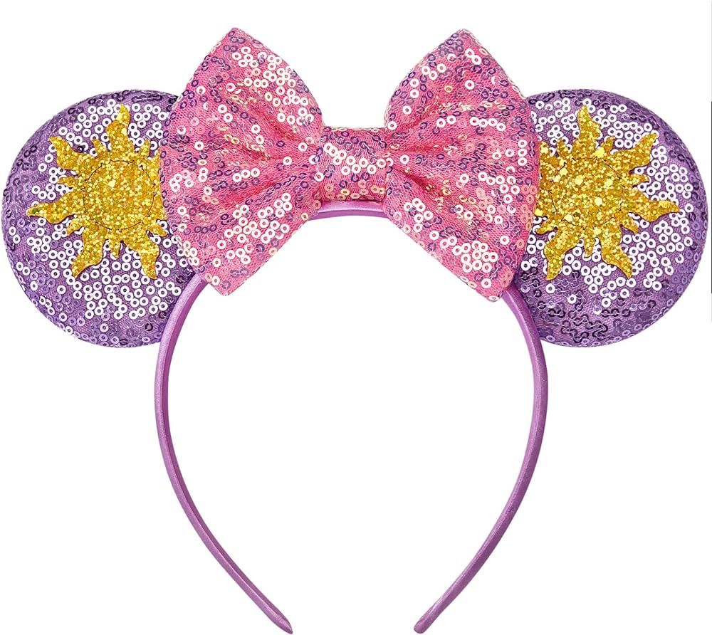 RAZKO Rapunzel Minnie Ears Headband, Sequin Flower Minnie Ears Headband Mouse ears Rapunzel Headb... | Amazon (US)