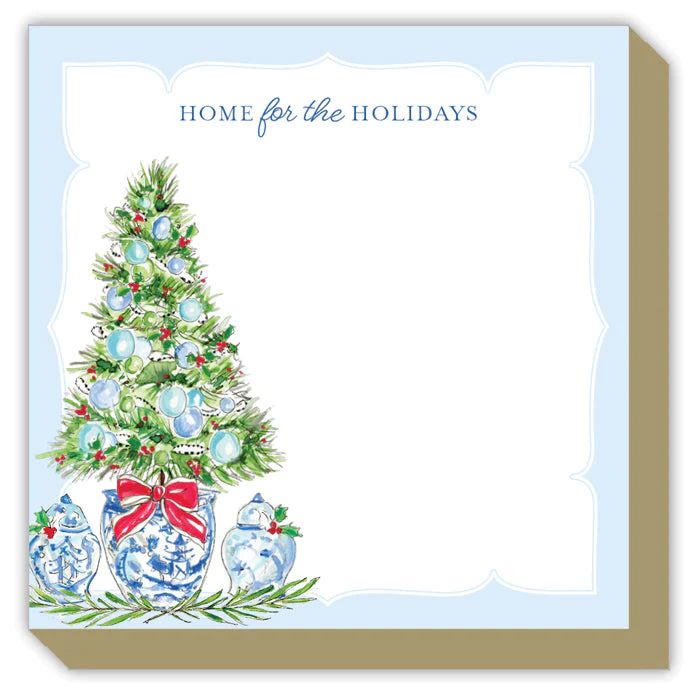 Blue Holiday Tree with Ginger Jars Luxe Notepad | Rosanne Beck Collections