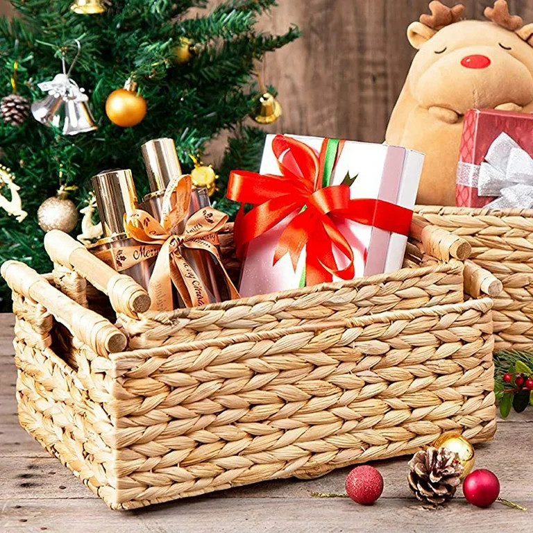 Small Wicker Baskets for Organizing Bathroom, Hyacinth Baskets for Storage, Wicker Storage Basket... | Walmart (US)