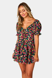 BuddyLove | Tammy Ruffle Mini Dress | Botanical | BuddyLove