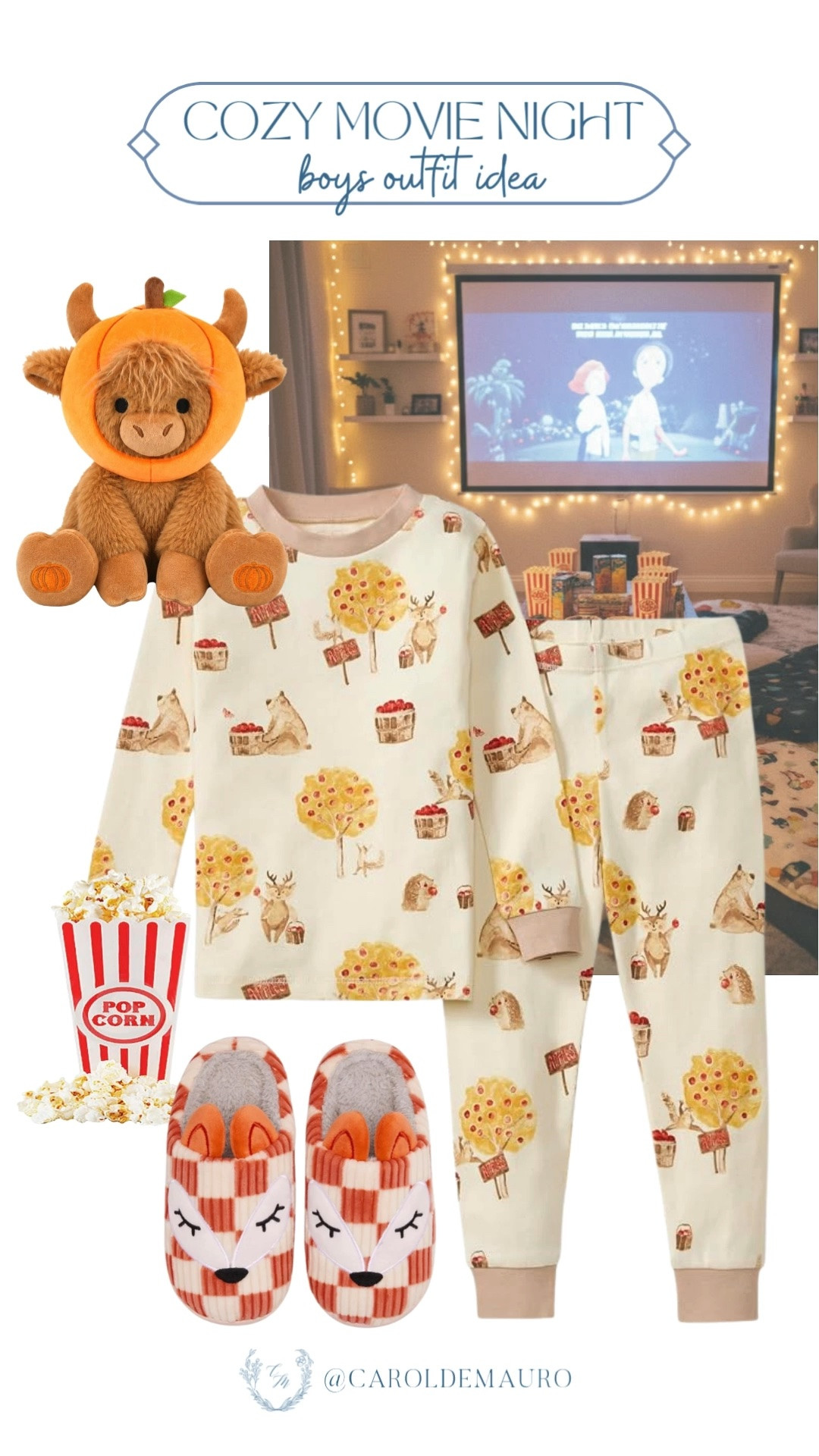 Such a sweet little movie night look! These apple print pajamas and fox slippers make cozy nights in feel extra special.

boys pajamas, movie night outfit, kids cozy style, fall pajamas, toddler pajamas, family movie night, kids slippers, cozy kids fashion

#LTKootd #LTKHome #LTKKids