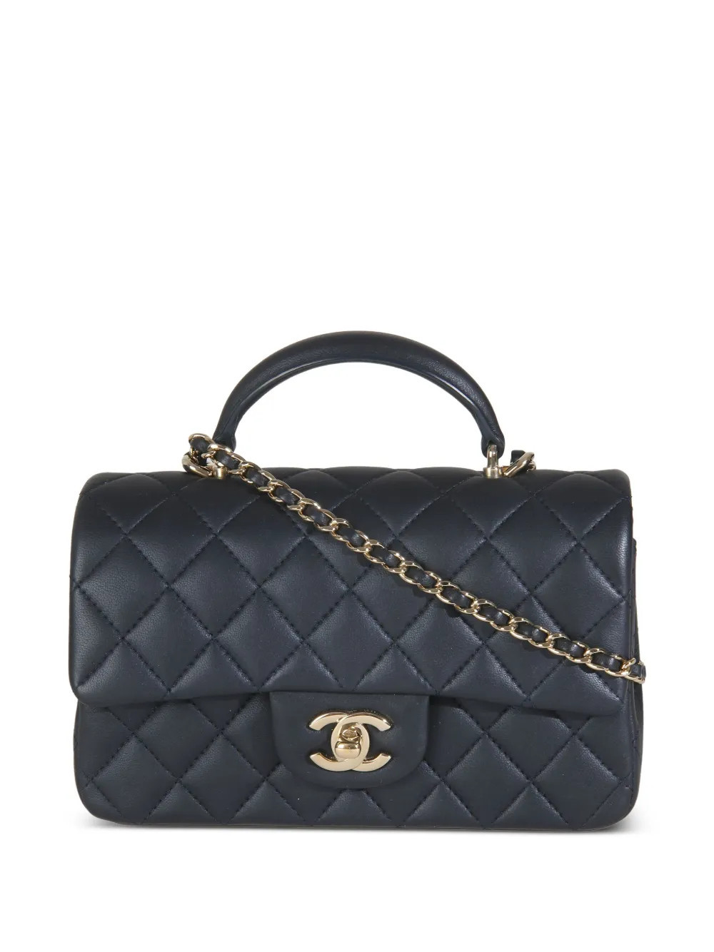 CHANEL Pre-Owned 2021-2023 mini quilted lambskin top handle bag - Blue | Farfetch Global