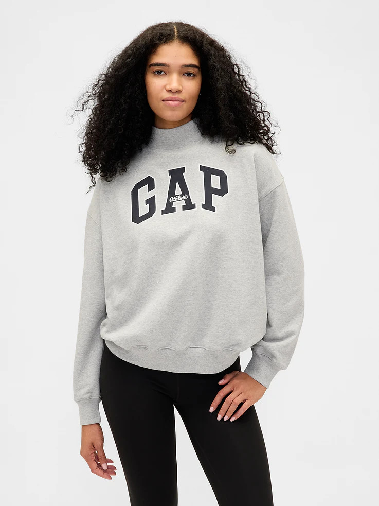 Heavyweight French Terry Oversized Mockneck Logo Sweatshirt | Gap (US)