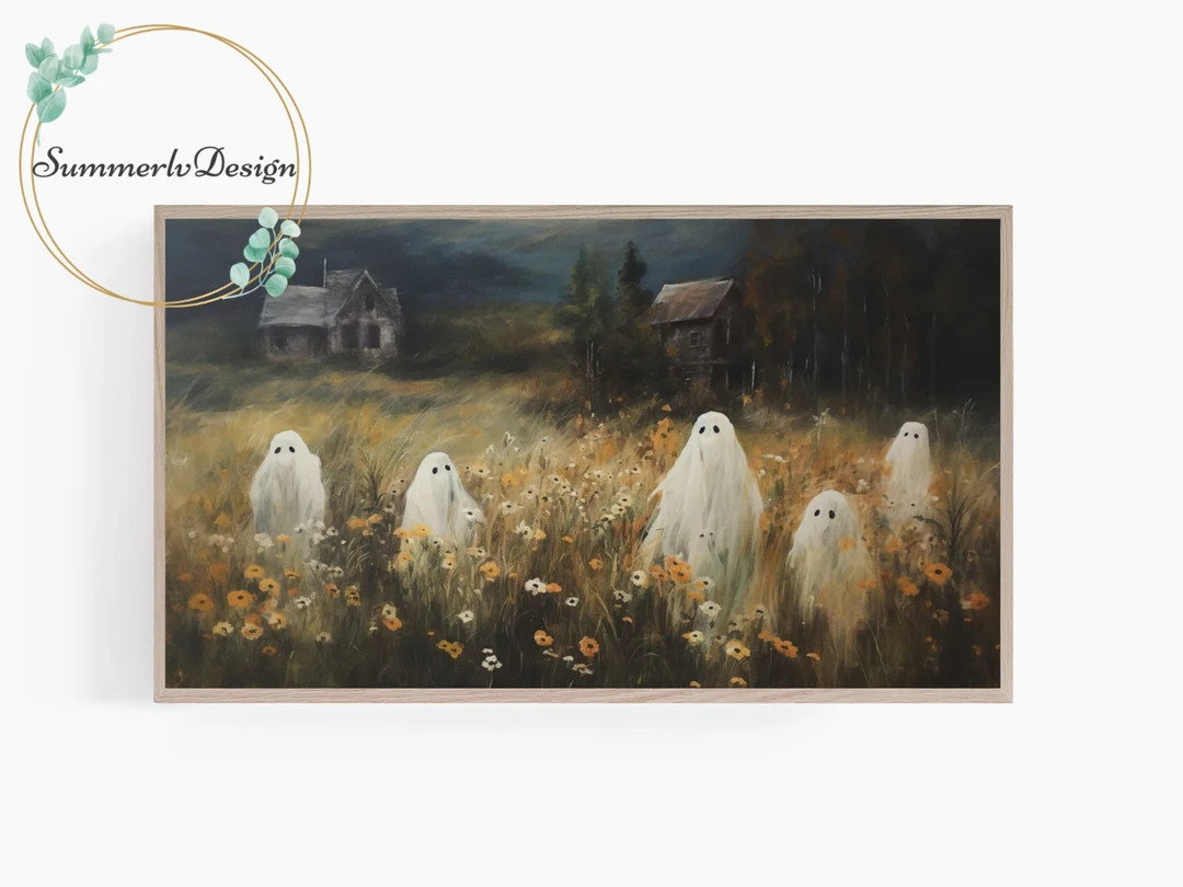 Halloween Frame TV Art, Vintage Halloween Ghost TV Art, Spooky Halloween, Samsung Frame TV Art, N... | Etsy (US)