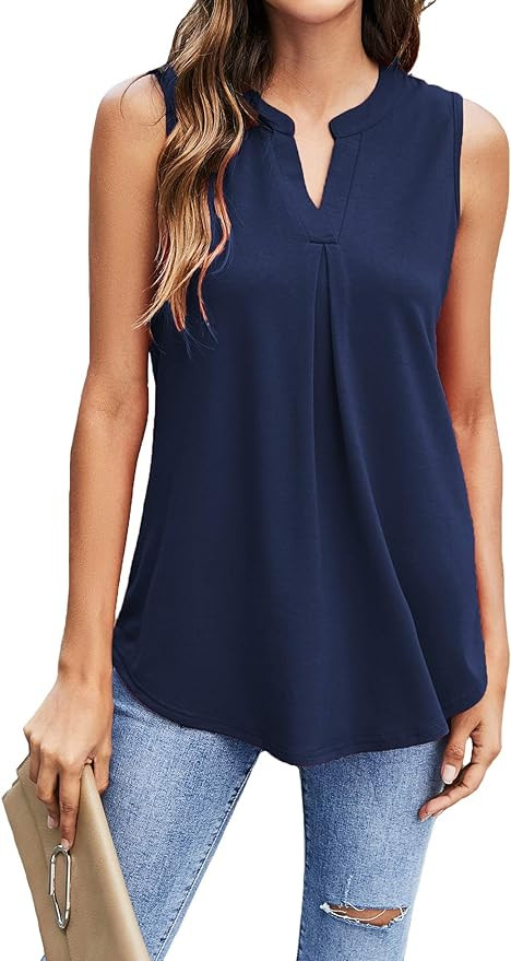 Newchoice Womens Tank Tops V Neck Sleeveless Summer Shirts Loose Casual Tops Blouse | Amazon (US)