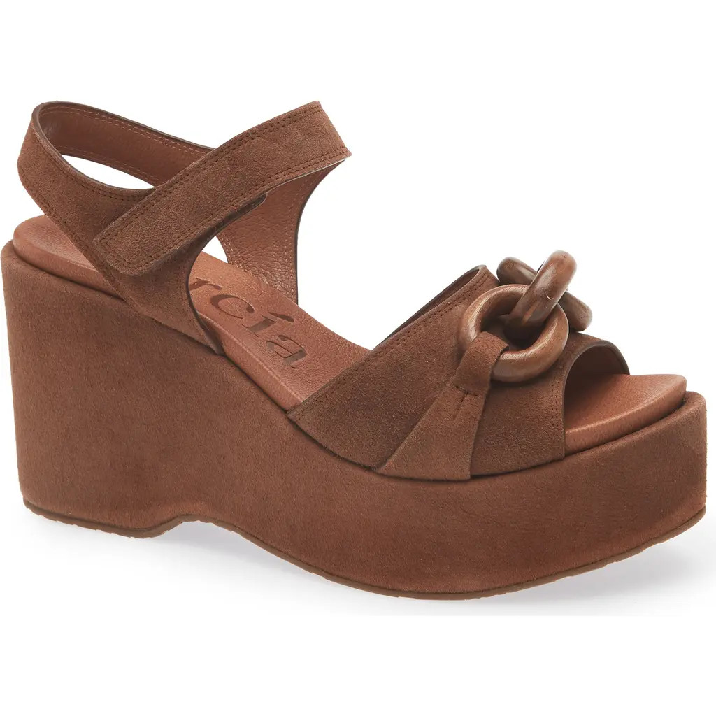 Pedro Garcia Lady Ankle Strap Platform Wedge Sandal in Spice Plush Suede-Walnut at Nordstrom Rack, Size 8Us / 38Eu | Nordstrom Rack