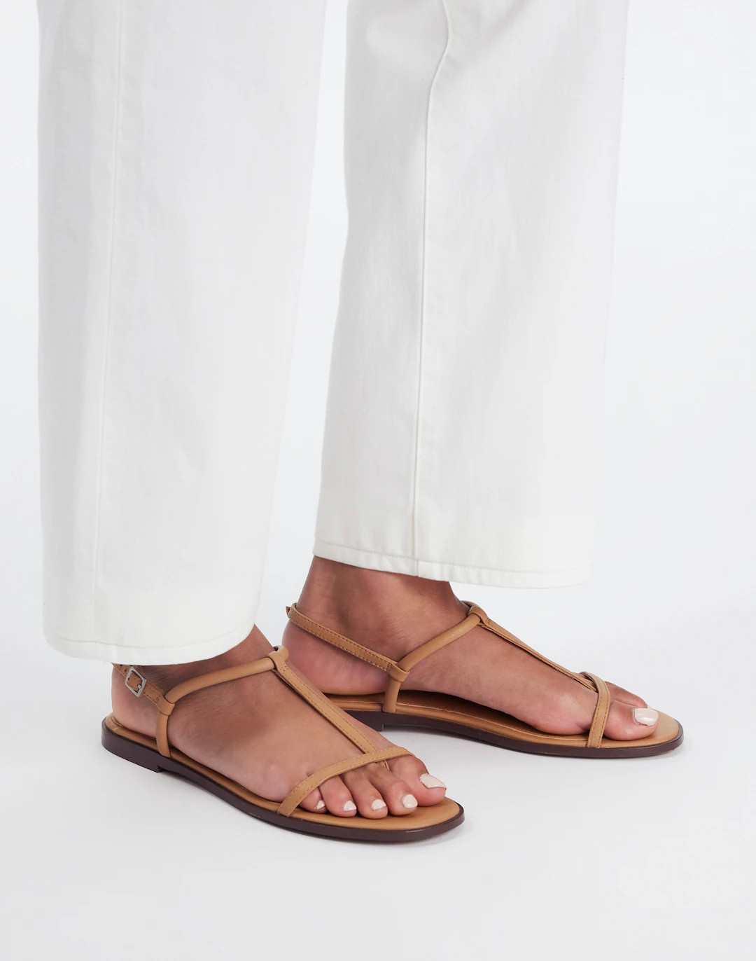 The Bev T-Strap Thong Sandal in Leather | Madewell