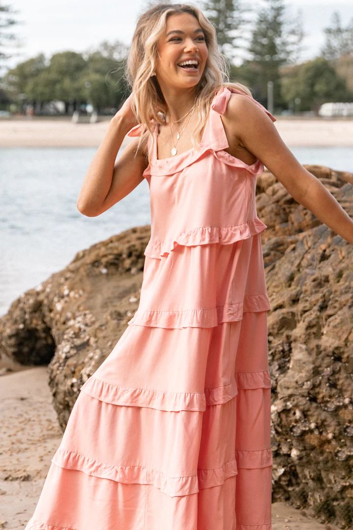 Pissaro Bow Sleeve Maxi Dress - Blush Pink | Petal & Pup (US)