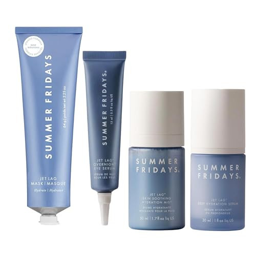 Summer Fridays Jet Lag Collection – Jet Lag Mask (2.25 Oz), Jet Lag Overnight Eye Serum (0.5 Oz), Jet Lag Deep Hydration Serum (1 Oz), Jet Lag Skin Soothing Hydration Mist (1.7 Fl Oz) | Amazon (US)