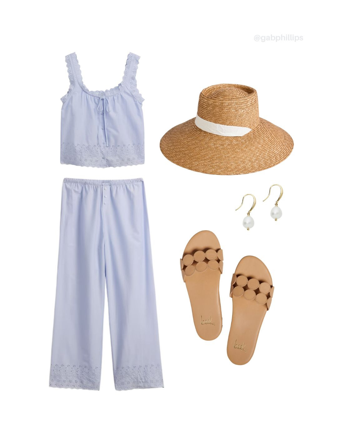 Spring summer casual outfit for whether you're in the garden, around the house, running errands

(Matching set, summer hat, tan sandals, pearl earrings) 

 #LTKootd #LTKSeasonal
