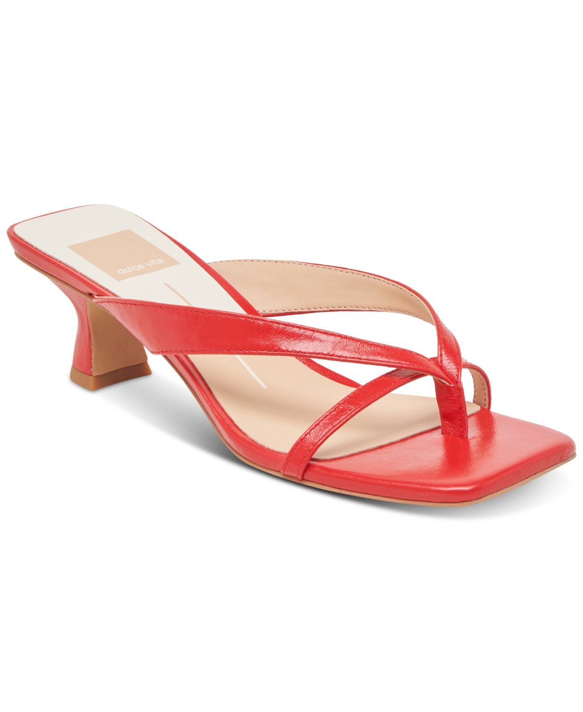 Dolce Vita Women's Brevel Thong Low Block Heel Dress Sandals - Chili Red Leather | Macy's