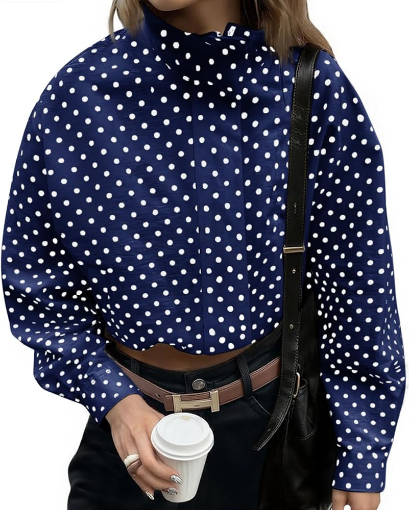 Tankaneo Womens Zip Up Cropped Jackets Polka Dot Oversized Jackets Spring Lightweight Trendy Casu... | Amazon (US)