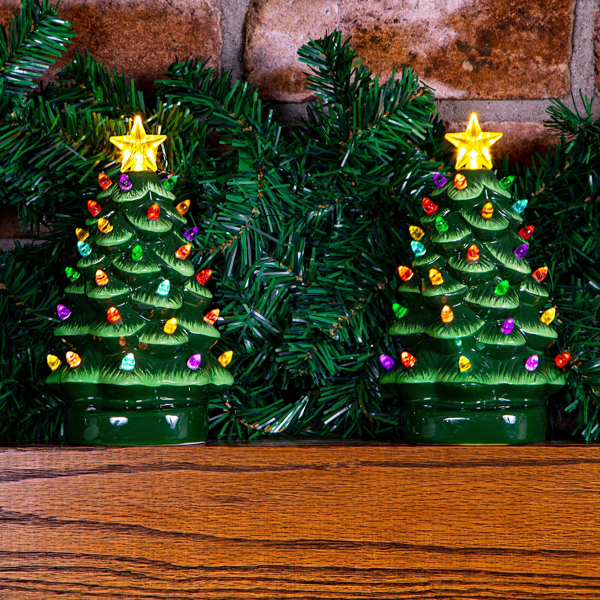 Omega Bright Designs Ceramic Christmas Tree Set of 2 | Bed Bath & Beyond