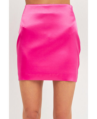 Women's Solid Satin Fit Mini Skirt | Macy's