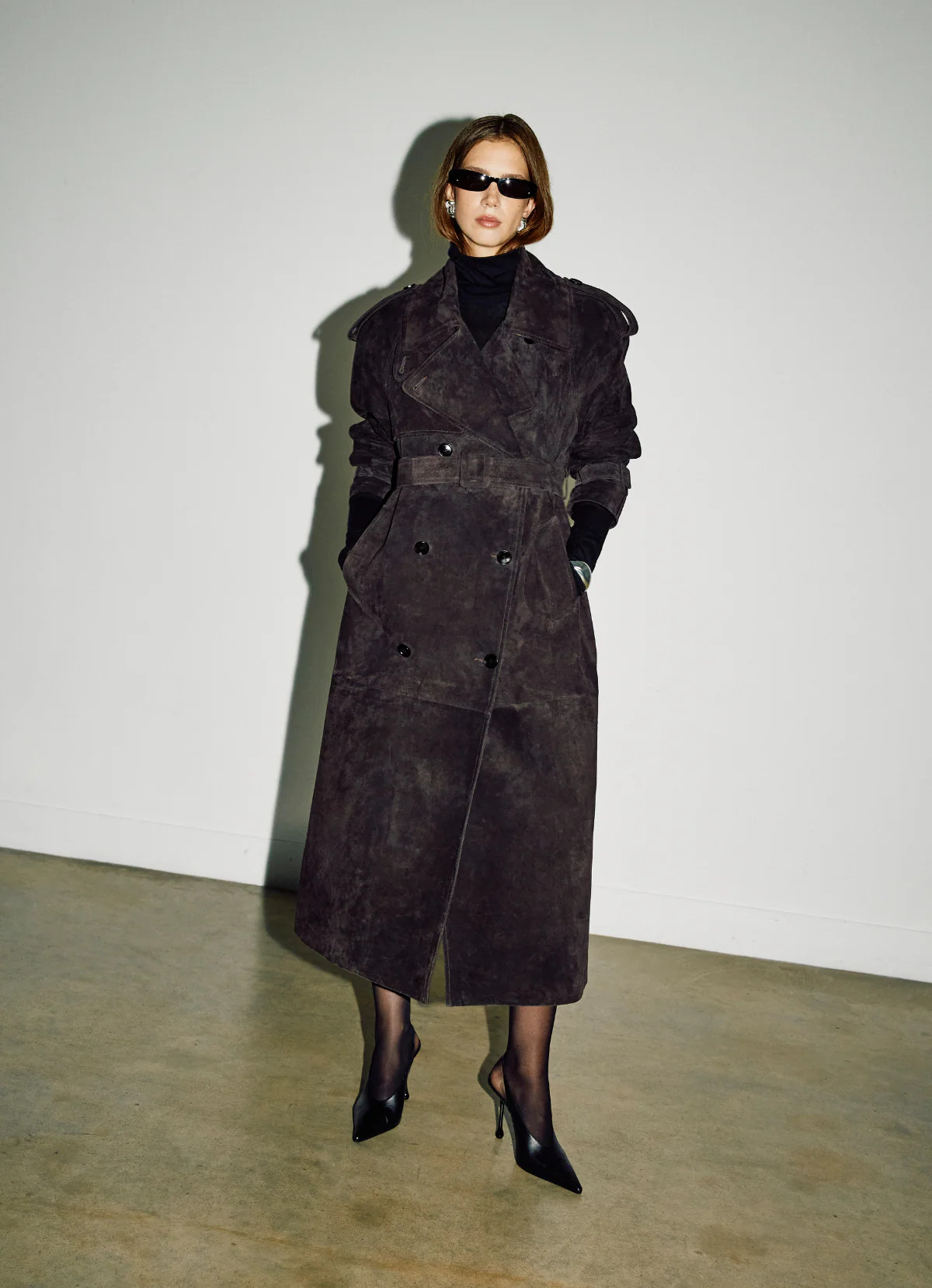 Espresso Suede Trench Coat | DE SAVARY LONDON