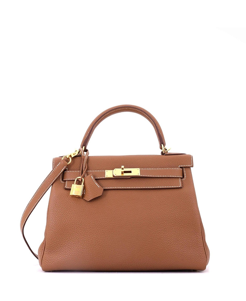 Pre-Owned Hermes Kelly 28 Handbag Brown Togo with Gold Hardware | Bloomingdale's (US)