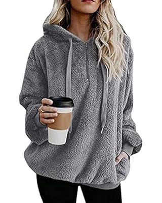 Yanekop Womens Oversized Hoodies Sherpa Sweatshirts Fuzzy Fleece Pullover Fluffy Outerwear with P... | Amazon (US)