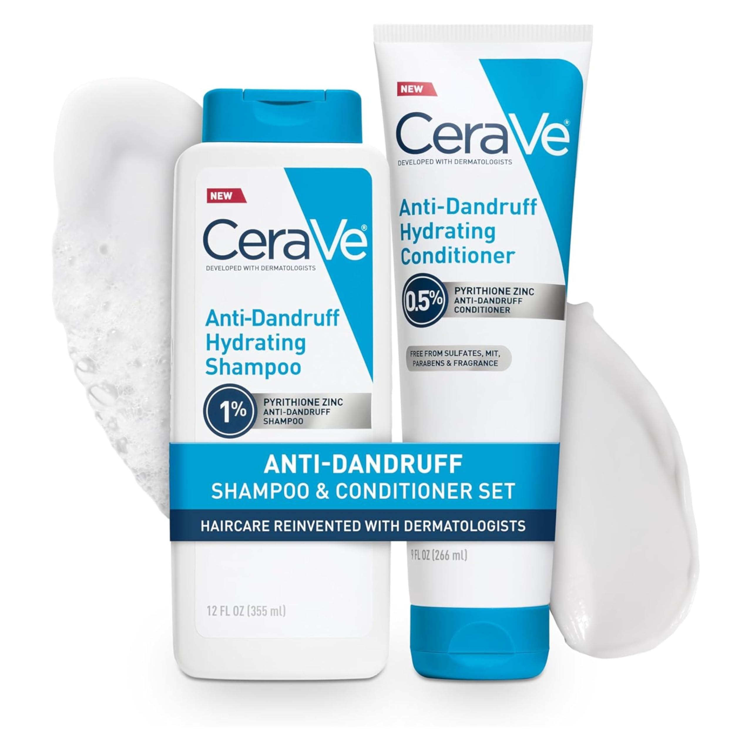 CeraVe Hydrating Anti Dandruff Shampoo and Conditioner Set, Pyrithione Zinc Dandruff Treatment Wi... | Amazon (US)
