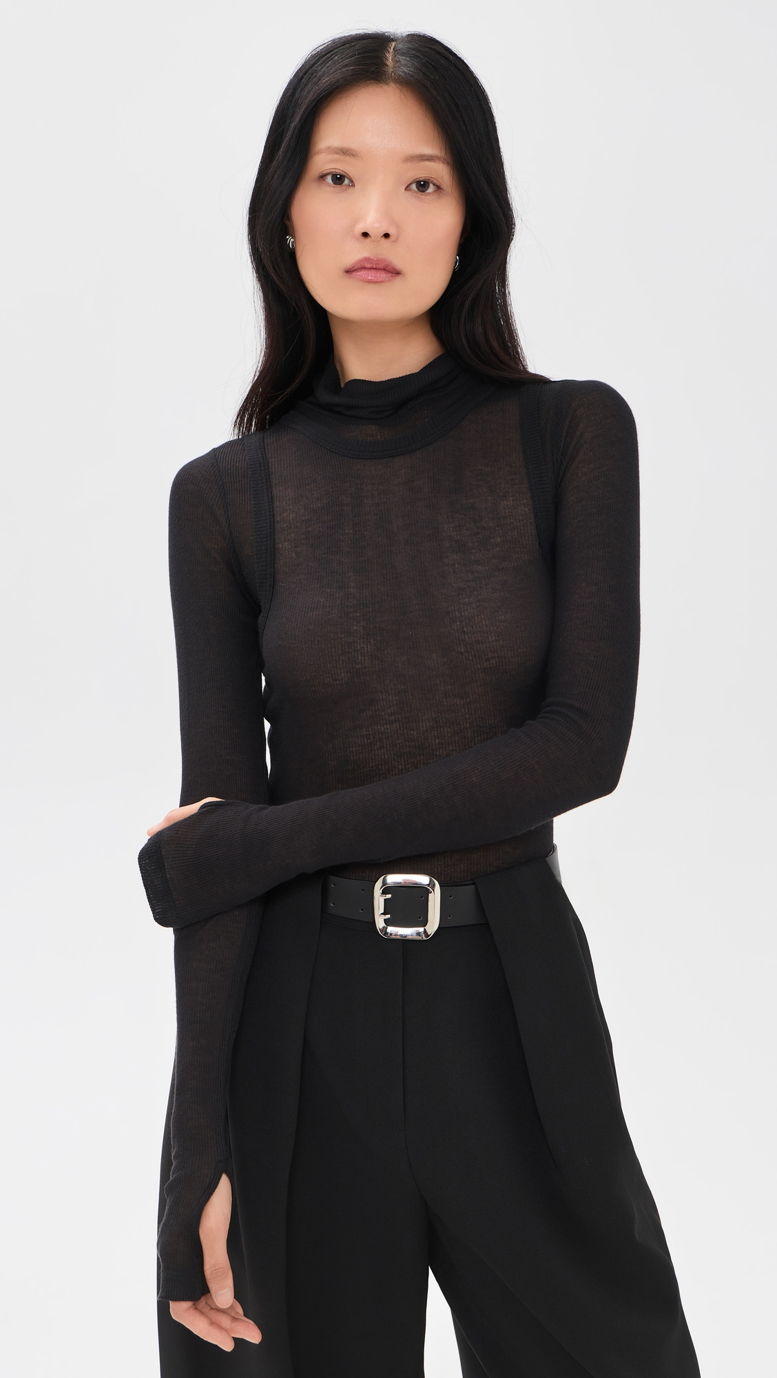 Helmut Lang Layered Long Sleeve Tee Vintage Black XS | Shopbop