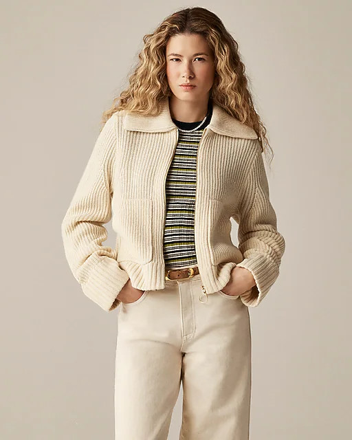 Collared full-zip sweater in merino wool | J. Crew US