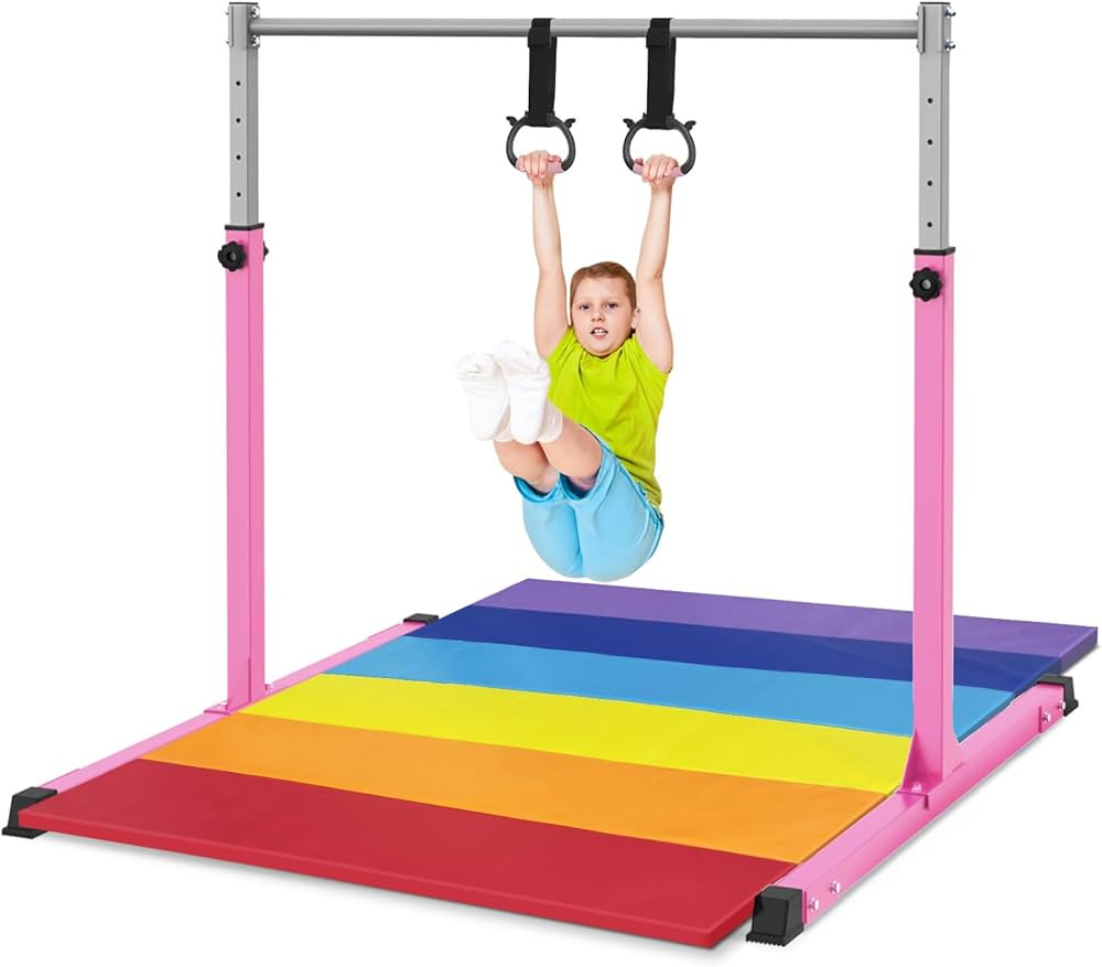 Safly Fun Gymnastics Bar for Kids Ages 3-15 for Home - Steady Steel Construction, Anti-Slip, Easy... | Amazon (US)