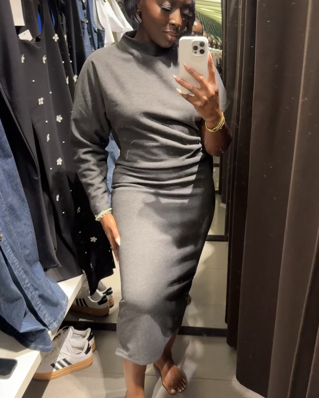 Now this ZARA dress - I can see myself throwing on for a number of occasions. The material is soft and it gives a cozy, chic vibe. Wearing a medium and I like that the sleeves are different.

#LTKFindsUnder100 #LTKStyleTip #LTKBeauty