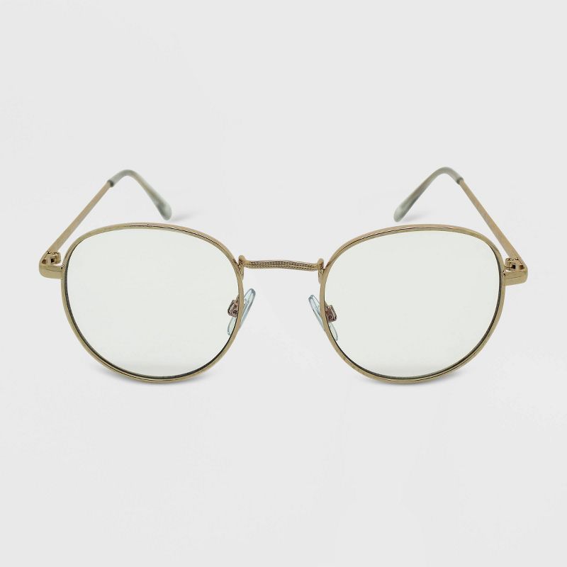 Women's Metal Round Blue Light Filtering Glasses - Wild Fable™ Gold | Target