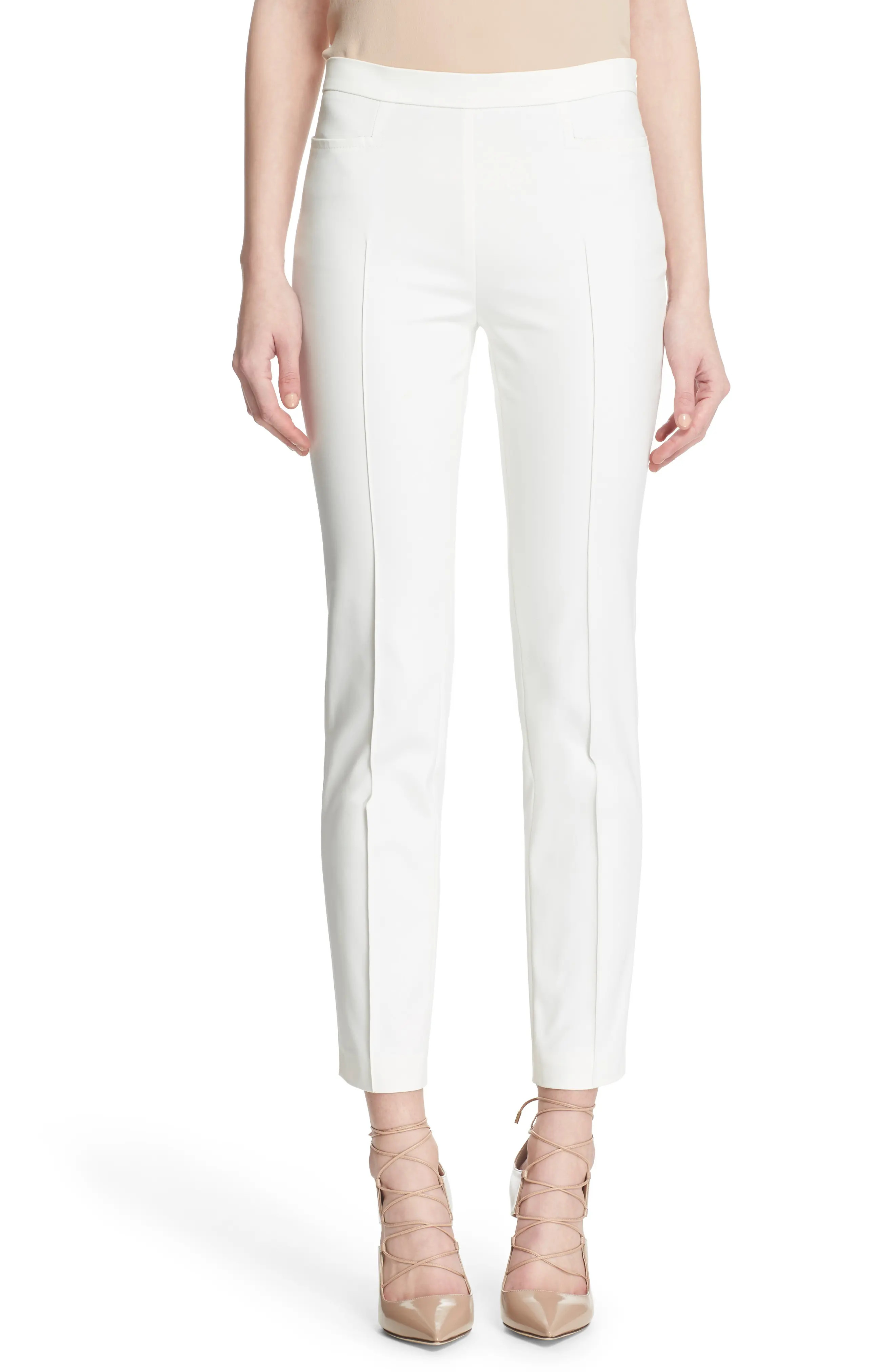 Akris punto 'Franca' Techno Cotton Blend Ankle Pants in Cream at Nordstrom, Size 6 | Nordstrom
