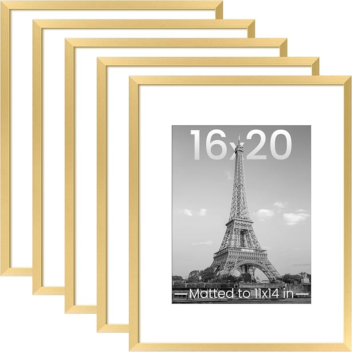 upsimples 16x20 Picture Frame Set of 5, Display Pictures 11x14 with Mat or 16 x 20 Without, Wall ... | Amazon (US)