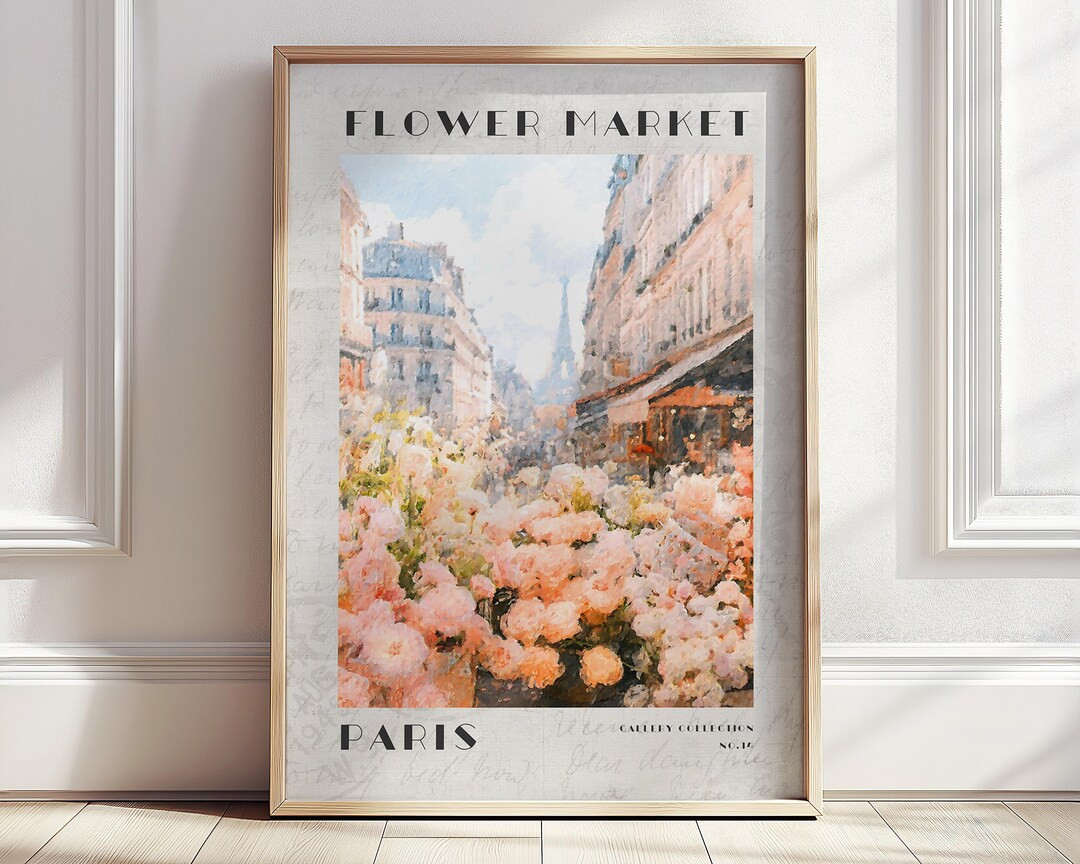 Pastel Flower Market Poster, Paris Travel Poster, Monet Floral Landscape Wall Art, Aesthetic Wall... | Etsy (US)