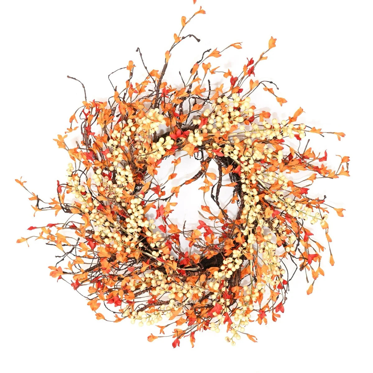 24" Fall Autumn Twig Berry Front Door Wreath | Wayfair North America
