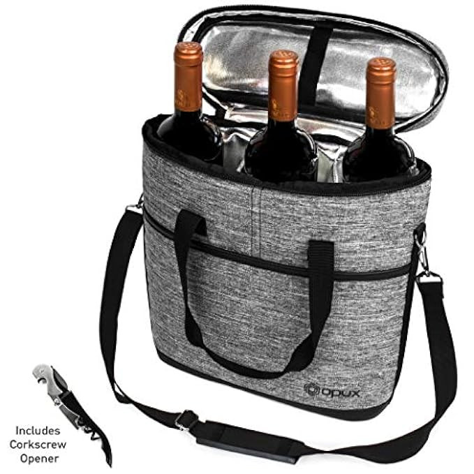 Premium Insulated 3 Bottle Wine Carrier Tote Bag | Wine Travel Bag with Shoulder Strap, Padded Prote | Amazon (US)