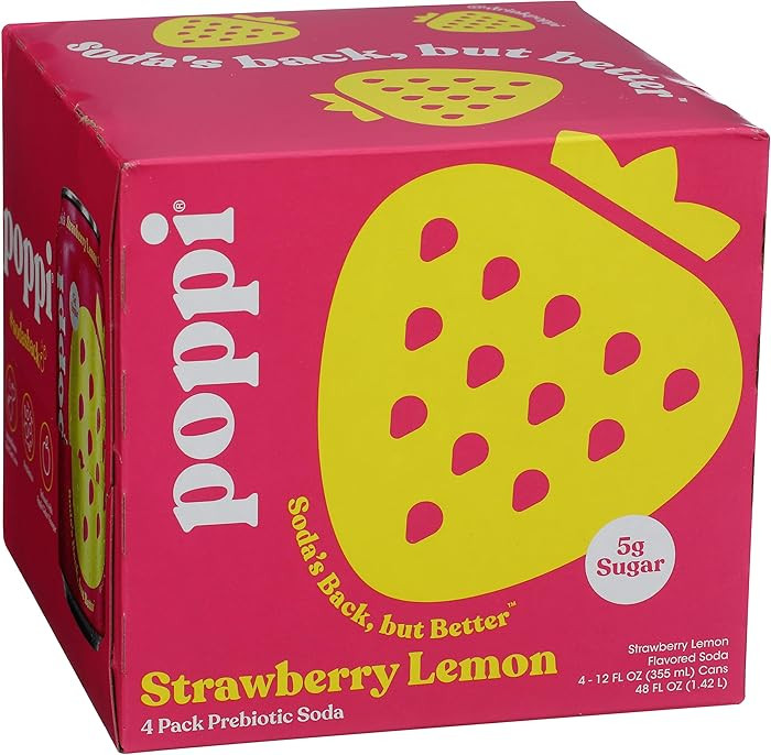 Poppi Strawberry Lemon Prebiotic Soda 4 pack | Amazon (US)