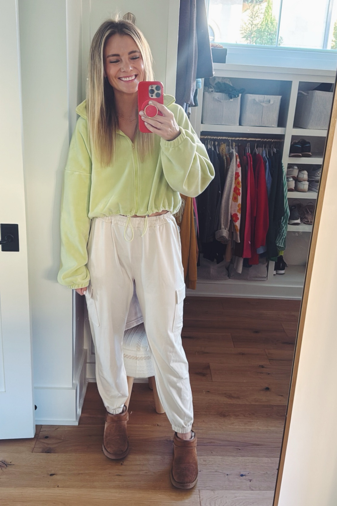 Such a cozy sweatshirt (I’d size down!) and you cannot beat the comfort of these Vuori joggers. (I like to size up in Vuori joggers for extra room in my hips + booty.) 