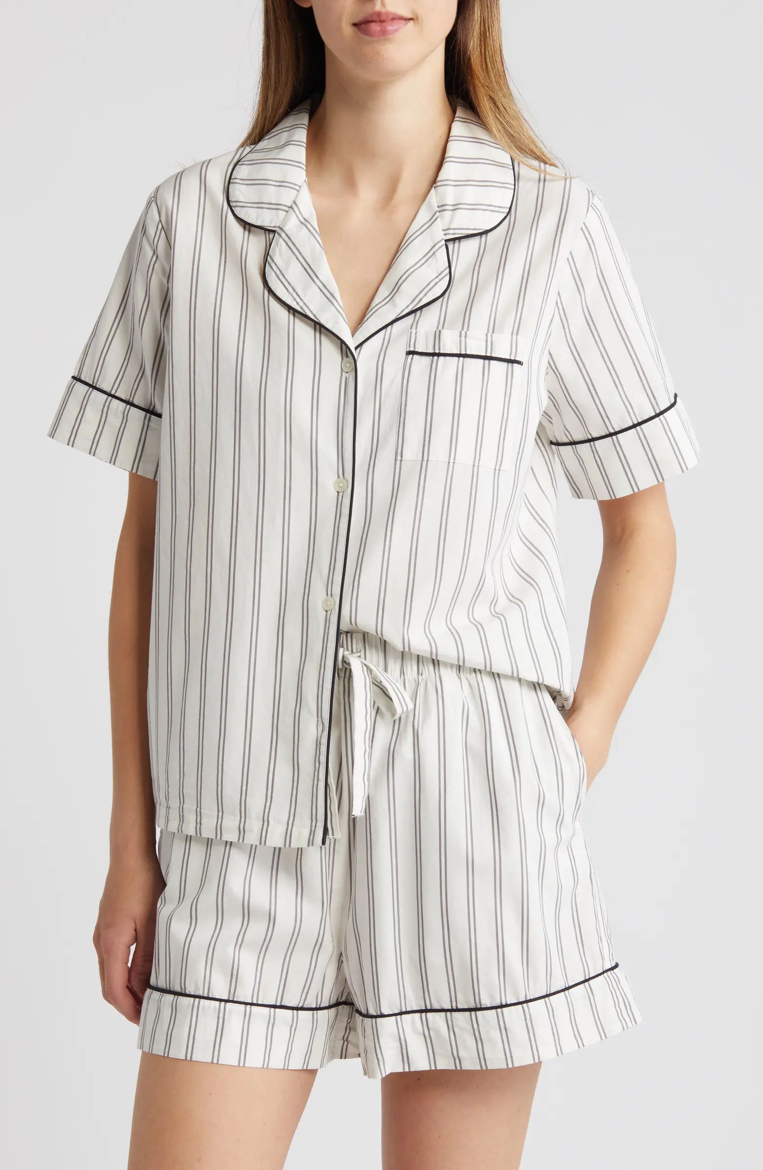 Classic Stripe Shirting Short Pajamas | Nordstrom