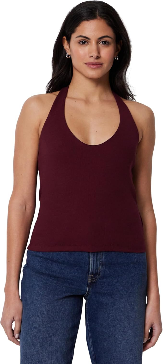 Amazon Essentials Women's Slim-Fit Ribbed Halter Top | Amazon (US)
